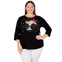 Ruby Rd. Womens Womens Plus-Size Holiday Cheers Top