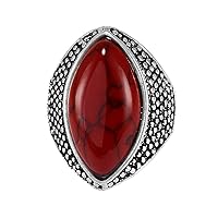 Silvesto India 925 Silver Plated Marquise Handmade Jewelry Manufacturer 26x14mm Red Howlite Jaipur Rajasthan India Bazel-Setting Simple Ring