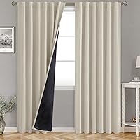 BGment 100% Room Darkening Thermal Insulated Blackout Curtains 84 Inch for Bedroom, Rod Pocket and Back Tab Double Layer Noise Reduce Curtains for Living Room (52 x 84 Inch, 2 Panels, Natural Camel)