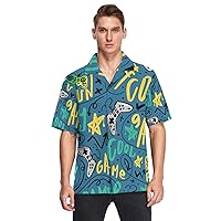 Video Game Joystick Controller Men's Hawaiian Shirts Short Sleeve Button Down Vacation Mens Beach Shirts