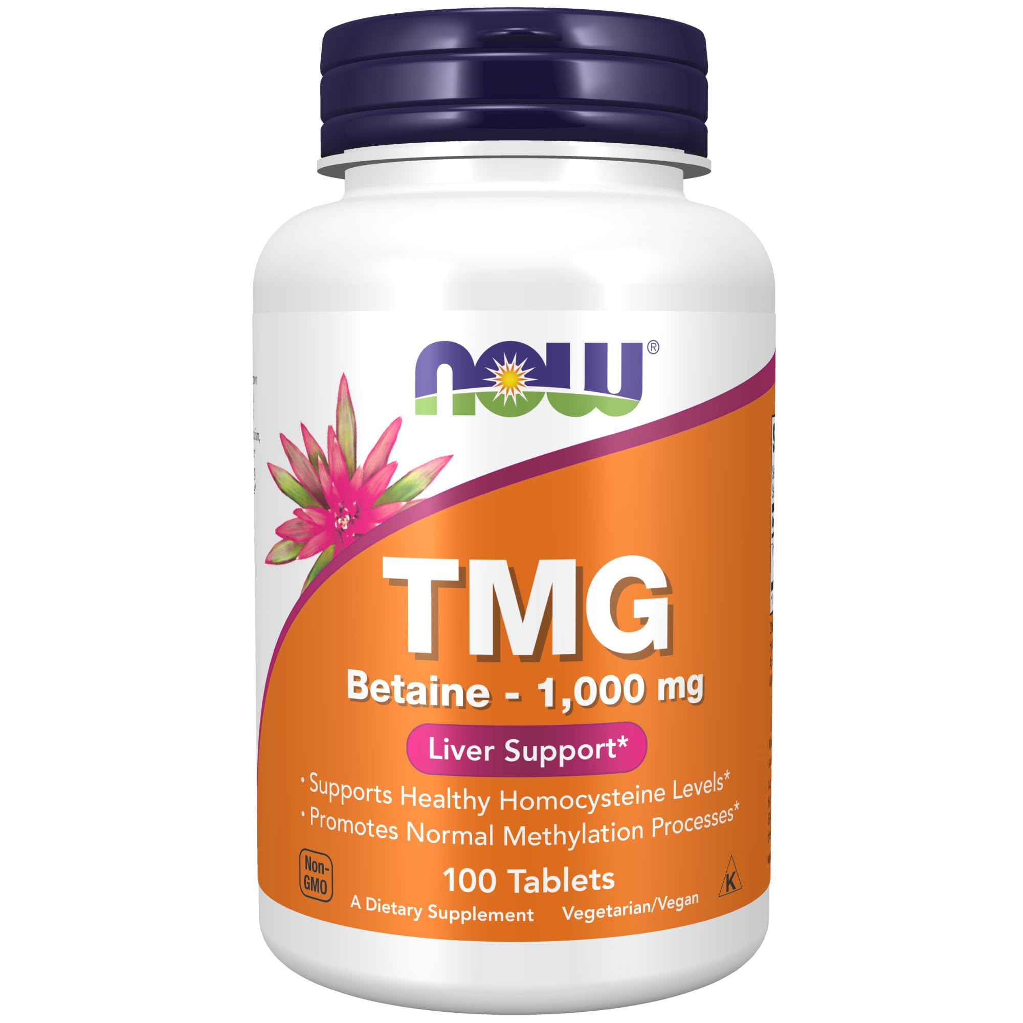 NOW Supplements, TMG Betaine (Trimethylglycine) 1,000 mg, Liver Support*, 100 Tablets