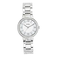 Fossil Virginia Women's Watch with Crystal Accents and Self-Adjustable Stainless Steel Bracelet Band