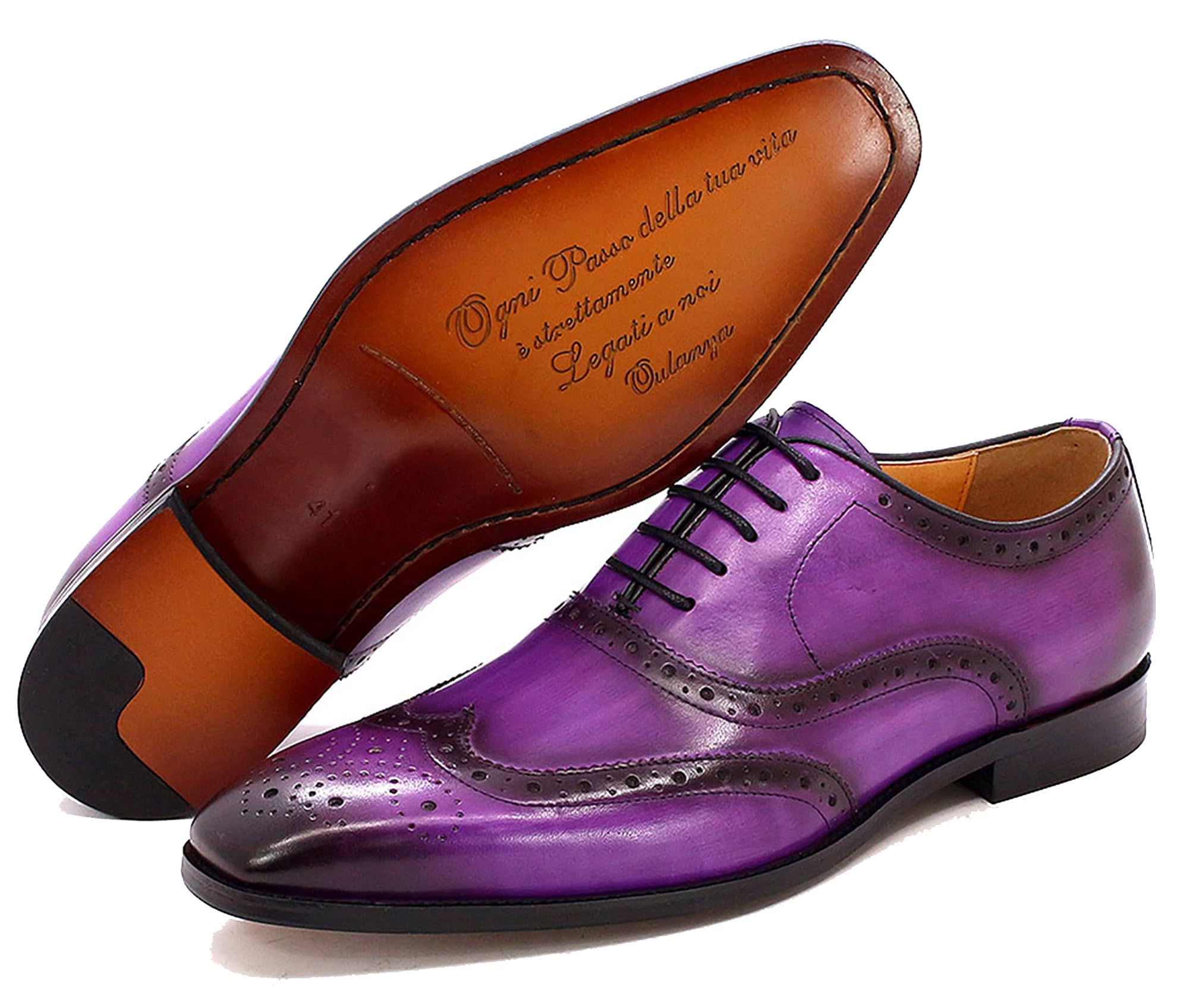Santimon Men's Fashion Classic Genuine Leather Wingtips Oxfords Derby Tuxedo Comfortable Dress Formal Shoes