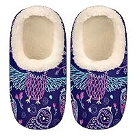 Cartoon Owl Pattern Women's Slippers, Owls Soft Cozy Plush Lined House Slipper Shoes Indoor Non-Slip Slippers for Girls Teenager