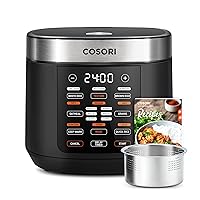 18 Functions Rice Cooker, 24h Keep Warm & Timer, 10 cup Uncooked Rice Maker with Stainless Steel Steamer, Sauté, Slow Cooker, Fuzzy Logic Technology, Black, Mothers Day Gifts