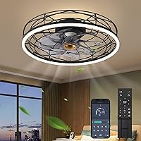 2023 Upgraded Ceiling Fan 2110L Black Ceiling Fans with Lights App & Remote Control, Timing & 3 Led Color Led Ceiling Fan, 6 Wind Speeds Modern Ceiling Fan for Bedroom, Living Room