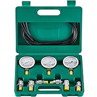 Hydraulic Pressure Test Kit, 250/400/600bar, 3 Gauges 6 Test Couplings 3 Test Hoses, Excavator Hydraulic Test Gauge Set with Portable Carrying Case for Excavator Tractors Construction Machinery