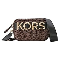 Michael Kors Leonie Metal Logo Camera Bag Shoulder Bag Crossbody MK Signature LEONIE LG EW CAMERA XBODY Women's Brown/Black [Parallel Import], brown/black, One Size