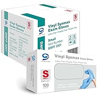 Basic Medical Synmax Vinyl Exam Gloves - Latex-Free & Powder-Free - Small, BMPF-3001(Small (Pack of 1000))