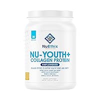 NuEthix Formulations Nu-Youth + Collagen Protein, Collagen Peptides, May Help Support Bones and Joints Dietary Supplement, 30 Servings