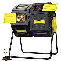 Efurden Compost Bin Outdoor, 45 Gallon Large Compost Tumbler, Fast and Efficient Dual Chamber Tumbling Composter for Garden, Kitchen, and Yard Waste, Easy Assemble and Turning, Yellow