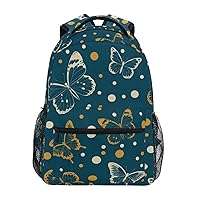 ALAZA Butterfly Geometric Polka Dots Backpack for Women Men,Travel Trip Casual Daypack College Bookbag Laptop Bag Work Business Shoulder Bag Fit for 14 Inch Laptop