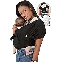 Konny Baby Carrier Elastech Luxury Carrier Wrap, Easy to Wear Baby Wrap Carrier, Perfect Essentials Cloths for Newborn Babies up to 44 lbs, (Black, XL)