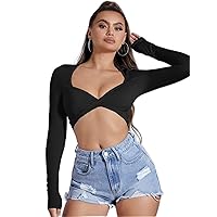 Womens Summer Tops Sexy Casual T Shirts for Women Twist Front Crop Tee