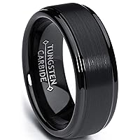 Black Tungsten Ring Wedding Bands High Polish Matte Finish 8MM/6MM His & Hers Men Women