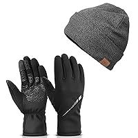 OZERO Winter Beanie Daily Hat and Winter Touchscreen Gloves for Men and Women