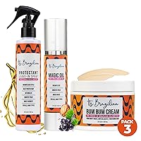 IT’S BRAZILIAN - Beauty Brazilian Kit - Organic Argan Oil + Leave In Spray Conditioner + Bum Bum Cream - Hair Care Treatment, Frizz Control, Firming & Moisturizing Balm - 1.7 fl oz + 8 fl oz + 8 fl oz
