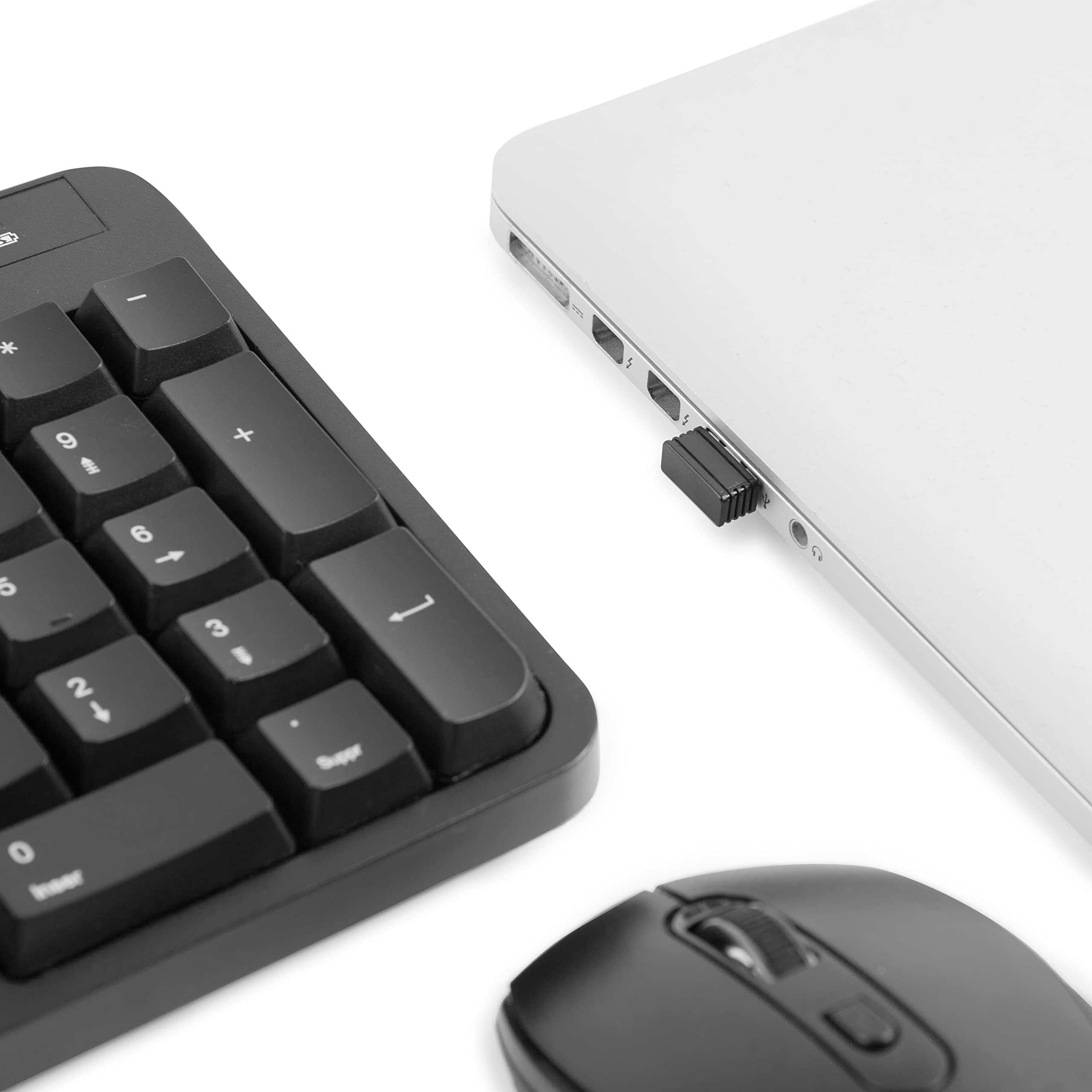 Amazon Basics Ergonomic Wireless Keyboard Mouse Combo - QWERTY - Black