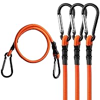 HORUSDY 4-Piece Bungee Cords with Carabiner Hooks, 24-inch, Rubber Heavy Duty Straps Strong for Camping, Cargo, Bike, Outdoor Tent, Luggage Rack