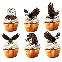 18pcs Bald Eagle Cupcake Toppers for 4th of July Birthday Cake Decorations Patriotic Party Supplies Glitter Animal Bald Eagle Birthday Party Decorations
