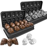 2pcs Ice Cube Skull Trays,Silicone Ice Cube Mold Maker with Lid,Skull Head Style Mold,for Chilling Whiskey, Cocktail, Beverages,Pudding Chocolate