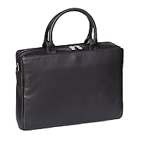 Womens Real Leather Briefcase A62 Ladies Black Portfolio Shoulder Organiser Bag