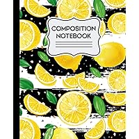 Composition Notebook: Lemon Pattern Black and White Striped - 7.5