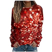 Women's Christmas Tops Casual Fashion Printing Long Sleeve O-Neck Pullover Top Blouse Fall, S-3XL