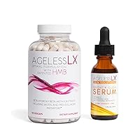 Supplement Capsule for Women with HMB + AgelessLX - Bright + Glow Face Serum Bundle