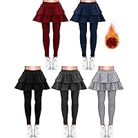 Taiyin 5 Pack Girls Skirt Leggings Cotton Ruffle Tutu Pant Footless Leggings With Skirt for Girls Fall Winter, 5 Colors