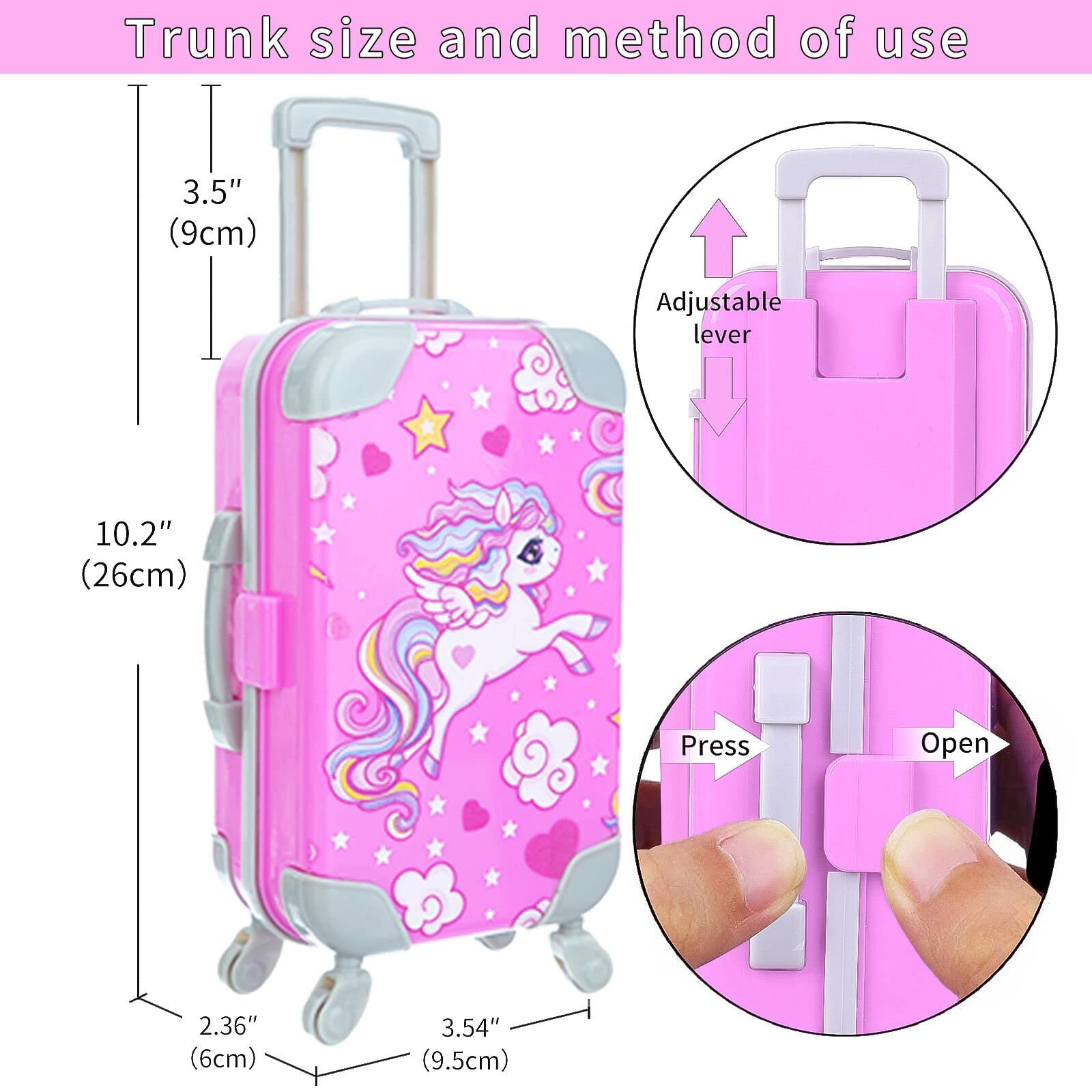 DOTVOSY 29 Pcs American 18 Inch Doll Clothes and Accessories Travel Suitcase Set Designed for 18