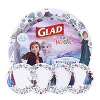 Glad for Kids Disney Frozen 8.5” Paper Anna and Elsa Snack Plates for Everyday Use, 40 Ct