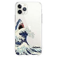 TPU Case Compatible with iPhone 15 14 13 12 11 Pro Max Plus Mini Xs Xr X 8+ 7 6 5 SE Shark Great Wave Man Flexible Silicone Clear Cute Woman Design Slim fit Animals Watercolor Print Cute Nature