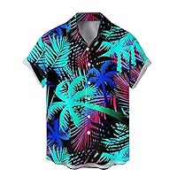 Men's Casual Caribbean Shirt Button Down Cruise Funny Hawaiian Short Sleeve Shirts Aloha Tropical Beach Summer Lapel