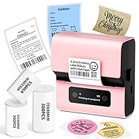 Phomemo Label Maker -3Inch Pink Label Maker, Upgrade Portable Bluetooth Thermal Label Printer for Small Business, Clothing, Food Ingredient, Easy to Intall, for Phone&PC, with 3 Roll Paper Set