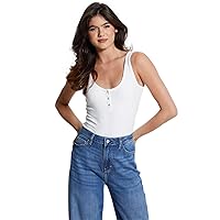 GUESS Karlee Jewel Button Bodysuit Pure White