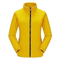 Andongnywell Women's Full Zip Solid Color Polar Sport Fleece Jacket with Pockets Faux Sherpa Sweatshirt (Yellow,XX-Large)