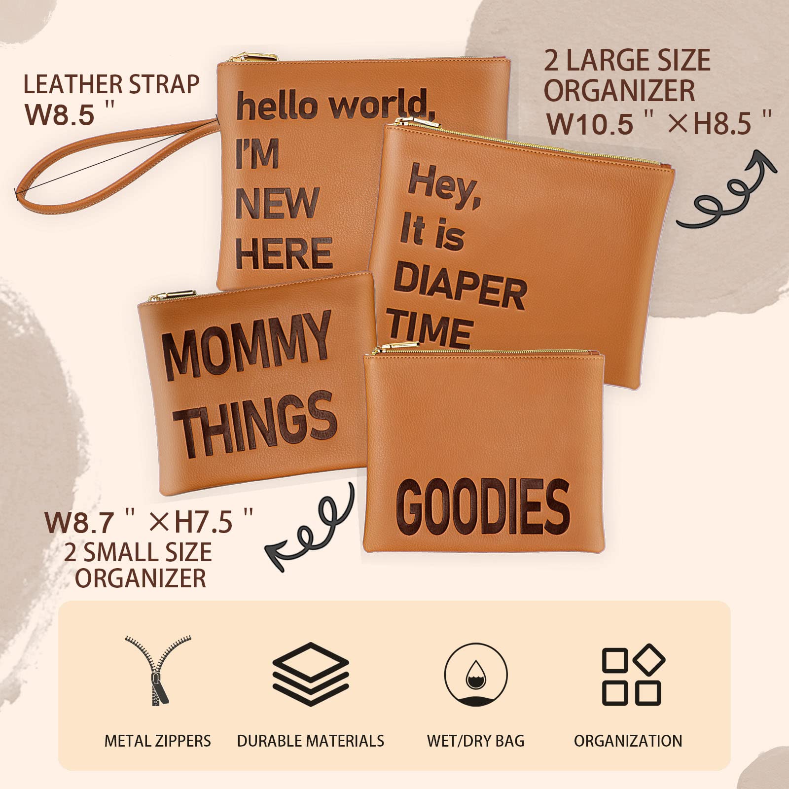 miss fong Small Diaper Bag Leather diaper bag backpack& Diaper Bag Organizer Pouches Bundle