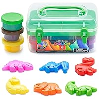 Arteza Kids Modeling Play Dough, 6 Dinosaur Molds, 6 Colors, 1-oz Tubs, Soft, Art Supplies for Kids Crafts, Learning Centers, Birthday Gifts for Boys and Girls