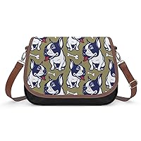 Cartoon Style French Bulldog Messenger Bag Crossbody Shoulder Bag for Women Classical Fashion Bags