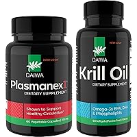 Daiwa Plasmanex 1 – Blood Circulation Supplement + Daiwa Krill Oil – Omega 3 Krill Oil Capsules