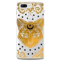 TPU Case Compatible for OnePlus 10T 9 Pro 8T 7T 6T N10 200 5G 5T 7 Pro Nord 2 Magical Cute Cat Yellow Girls Slim fit Phone Cute Mystic Print Moon Design Clear Flexible Silicone Soft Bohemian