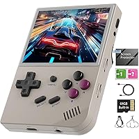 RG35XX Retro Handheld Game Console Dual System Garlic OS and Linux System 3.5 in IPS Screen Built-in 64G TF Card with 6800 Games 2600 mAh Battery Support HDMI TV Output(Gray)…