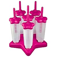 Tovolo Star Ice Pop Molds, Popsicle Makers, Set of 6, Pink