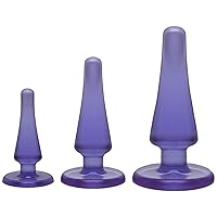 Doc Johnson Crystal Jellies - Anal Initiation Kit - Small-Medium-Large - Slim Tip for Easy Insertion - Flared Suction Cup Base - Purple