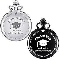 Hicarer 2 Pieces Class of 2023 Pocket Watch Graduation Gift So The Adventure Begins Graduation Gift with Storage Box and Chain for College High School Graduation