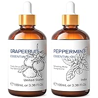 HIQILI Peppermint Essential Oil and Grapefruit Essential Oil, 100% Pure Natural for Diffuser - 3.38 Fl Oz
