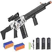 Realistic Toy Gun for Nerf Guns Darts, Foam Blaster - with Scope 100 Soft Bullets 3 Magazines, Semi-Auto Sniper Rifle Electric Machine Guns for Boys 8-12 Age, Birthday Gifts for Kids and Adults