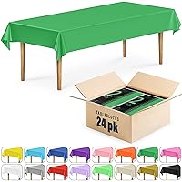 DecorRack 24 Pack Rectangular Tablecloths BPA-Free Plastic, 54 x 108 inch, Dining Table Cover Cloth for Parties, Picnic, Camping and Outdoor, Disposable or Reusable in Green (24 Pack)
