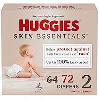 Huggies Size 2 Diapers, Skin Essentials Baby Diapers, Size 2 (12-18 lbs), 72 Count